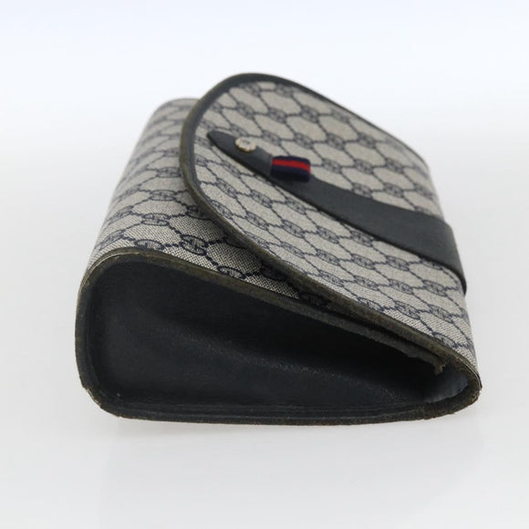 GUCCI GG Supreme Sherry Line Clutch Bag PVC Navy Gold 89 01 030 Auth 167905