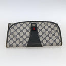 GUCCI GG Supreme Sherry Line Clutch Bag PVC Navy Gold 89 01 030 Auth 167905-5