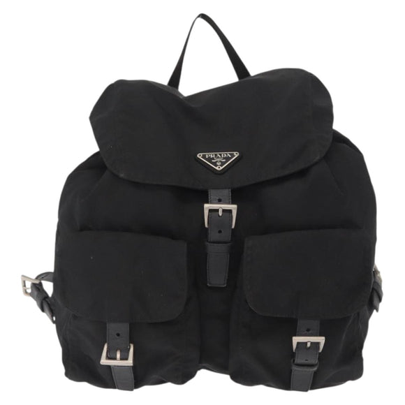 PRADA Backpack Nylon Black Silver Auth 167910