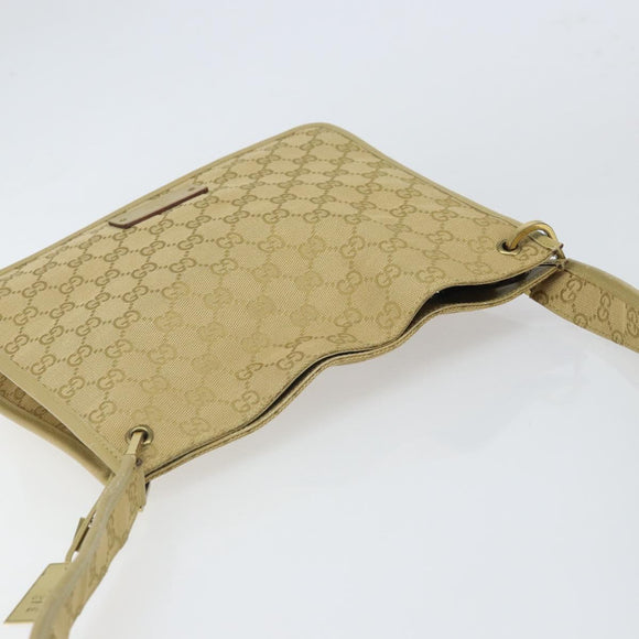 GUCCI GG Canvas Shoulder Bag Beige Gold 91762 Auth 167912