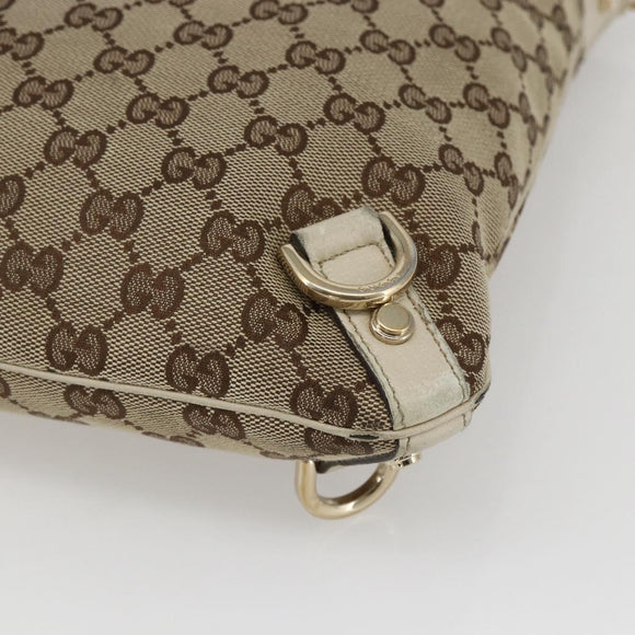 GUCCI GG Canvas Shoulder Bag Beige Gold 131326 Auth 167914