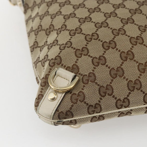GUCCI GG Canvas Shoulder Bag Beige Gold 131326 Auth 167914