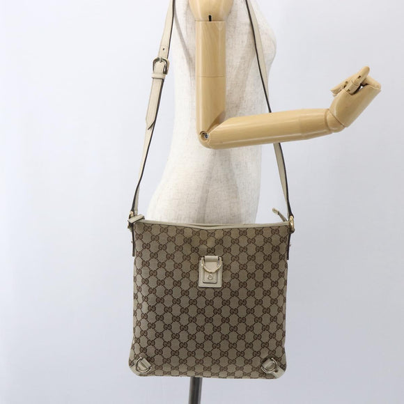 GUCCI GG Canvas Shoulder Bag Beige Gold 131326 Auth 167914