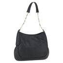 Salvatore Ferragamo Chain Shoulder Bag Leather Black Gold Auth 167918-1