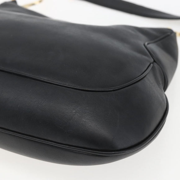 Salvatore Ferragamo Chain Shoulder Bag Leather Black Gold Auth 167918