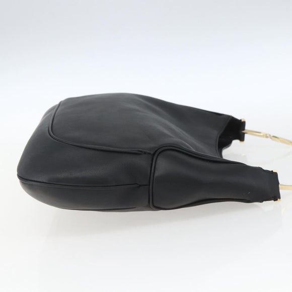 Salvatore Ferragamo Chain Shoulder Bag Leather Black Gold Auth 167918