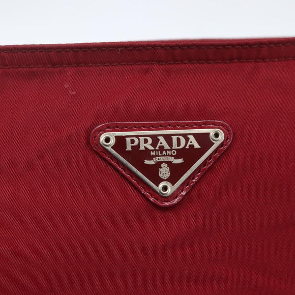 PRADA Shoulder Bag Nylon Red Silver Auth 167920