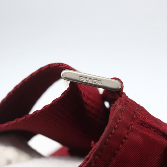 PRADA Shoulder Bag Nylon Red Silver Auth 167920