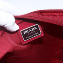 PRADA Shoulder Bag Nylon Red Silver Auth 167920-19