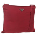 PRADA Shoulder Bag Nylon Red Silver Auth 167920-1