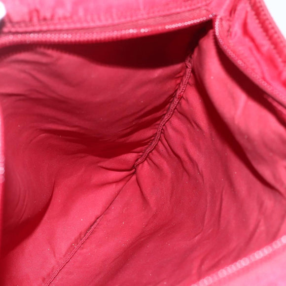 PRADA Shoulder Bag Nylon Red Silver Auth 167920
