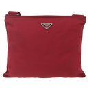 PRADA Shoulder Bag Nylon Red Silver Auth 167920-13