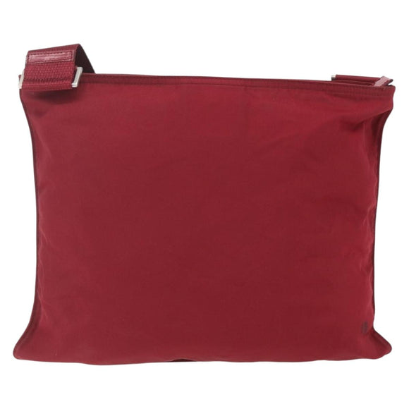 PRADA Shoulder Bag Nylon Red Silver Auth 167920