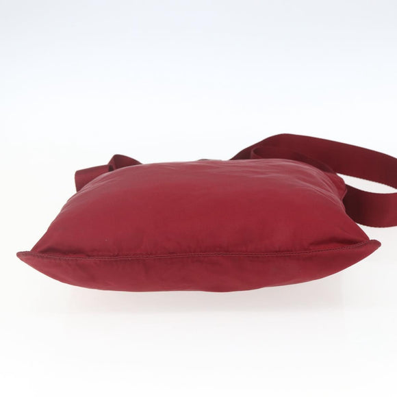PRADA Shoulder Bag Nylon Red Silver Auth 167920