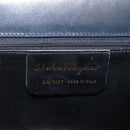 Salvatore Ferragamo Vala Shoulder Bag Leather Navy Gold Auth 167921-17