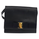 Salvatore Ferragamo Vala Shoulder Bag Leather Navy Gold Auth 167921-2