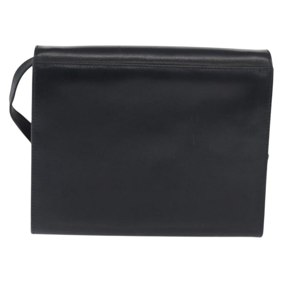 Salvatore Ferragamo Vala Shoulder Bag Leather Navy Gold Auth 167921