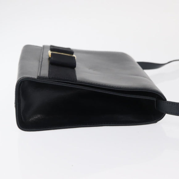 Salvatore Ferragamo Vala Shoulder Bag Leather Navy Gold Auth 167921