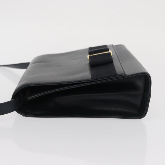 Salvatore Ferragamo Vala Shoulder Bag Leather Navy Gold Auth 167921