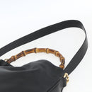 GUCCI Bamboo Shoulder Bag Leather 2way Black Gold 001 1577 Auth 167922-15
