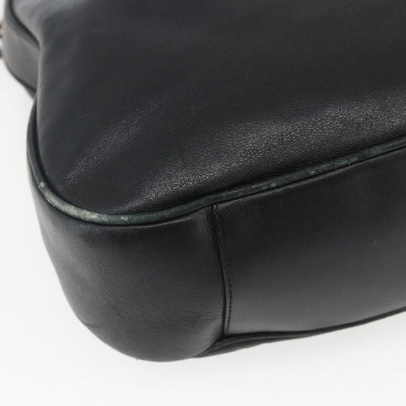 GUCCI Bamboo Shoulder Bag Leather 2way Black Gold 001 1577 Auth 167922