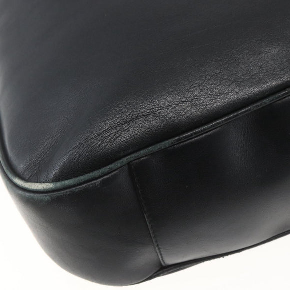 GUCCI Bamboo Shoulder Bag Leather 2way Black Gold 001 1577 Auth 167922