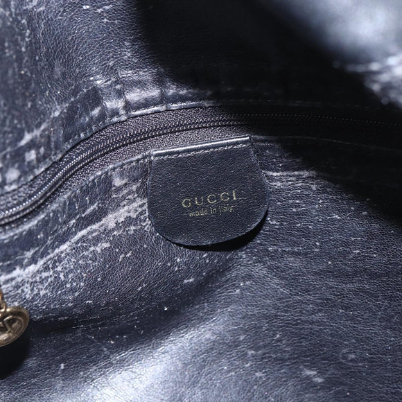 GUCCI Bamboo Shoulder Bag Leather 2way Black Gold 001 1577 Auth 167922