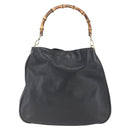 GUCCI Bamboo Shoulder Bag Leather 2way Black Gold 001 1577 Auth 167922-13