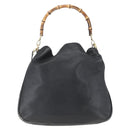 GUCCI Bamboo Shoulder Bag Leather 2way Black Gold 001 1577 Auth 167922-2