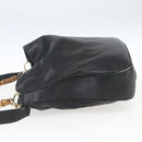 GUCCI Bamboo Shoulder Bag Leather 2way Black Gold 001 1577 Auth 167922-3
