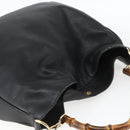 GUCCI Bamboo Shoulder Bag Leather 2way Black Gold 001 1577 Auth 167922-6