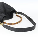 GUCCI Bamboo Shoulder Bag Leather 2way Black Gold 001 1577 Auth 167922-8