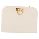 Salvatore Ferragamo Gancini Chain Shoulder Bag Leather White Gold Auth 167924-2