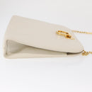 Salvatore Ferragamo Gancini Chain Shoulder Bag Leather White Gold Auth 167924-4