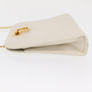 Salvatore Ferragamo Gancini Chain Shoulder Bag Leather White Gold Auth 167924-5