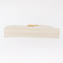 Salvatore Ferragamo Gancini Chain Shoulder Bag Leather White Gold Auth 167924-9