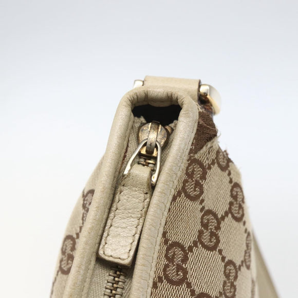 GUCCI GG Canvas Shoulder Bag Beige Gold 131326 Auth 167926