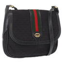 GUCCI Micro GG Supreme Web Sherry Line Bag PVC Black 001 754 6177 Auth 167928-1