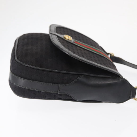 GUCCI Micro GG Supreme Web Sherry Line Bag PVC Black 001 754 6177 Auth 167928