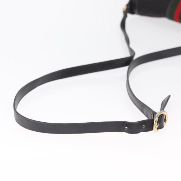 GUCCI Micro GG Supreme Web Sherry Line Bag PVC Black 001 754 6177 Auth 167928