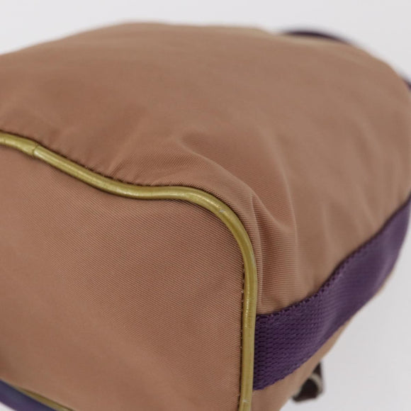 PRADA Hand Pouch Nylon Beige Silver Auth 167929