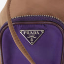 PRADA Hand Pouch Nylon Beige Silver Auth 167929-18