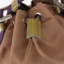 PRADA Hand Pouch Nylon Beige Silver Auth 167929-9