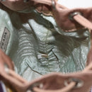 PRADA Hand Pouch Nylon Beige Silver Auth 167929-21