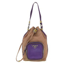 PRADA Hand Pouch Nylon Beige Silver Auth 167929-13