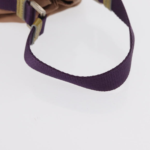 PRADA Hand Pouch Nylon Beige Silver Auth 167929