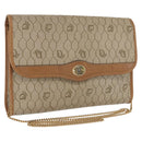 Christian Dior Honeycomb Canvas Chain Shoulder Bag PVC Beige Gold Auth 167930-1