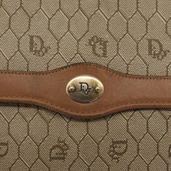 Christian Dior Honeycomb Canvas Chain Shoulder Bag PVC Beige Gold Auth 167930
