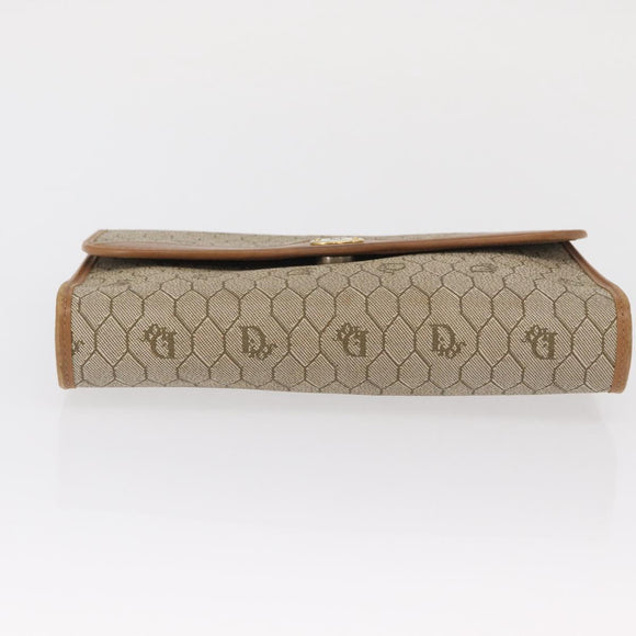 Christian Dior Honeycomb Canvas Chain Shoulder Bag PVC Beige Gold Auth 167930