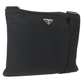 PRADA Shoulder Bag Nylon Black Silver Auth 167931